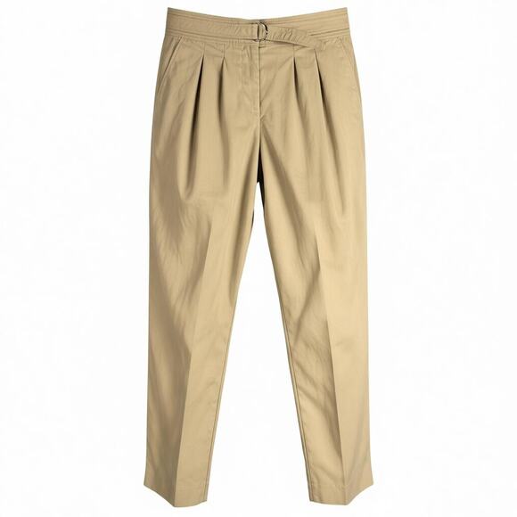 Women's A.P.C. Pleated Belted Straight Leg Khaki Pants EU 36 (US 26/27 Waist) - Picture 1 of 8